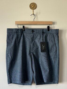 Marc Anthony Blue Chino Shorts Size 38 NWT Stretch Cotton Flat Front